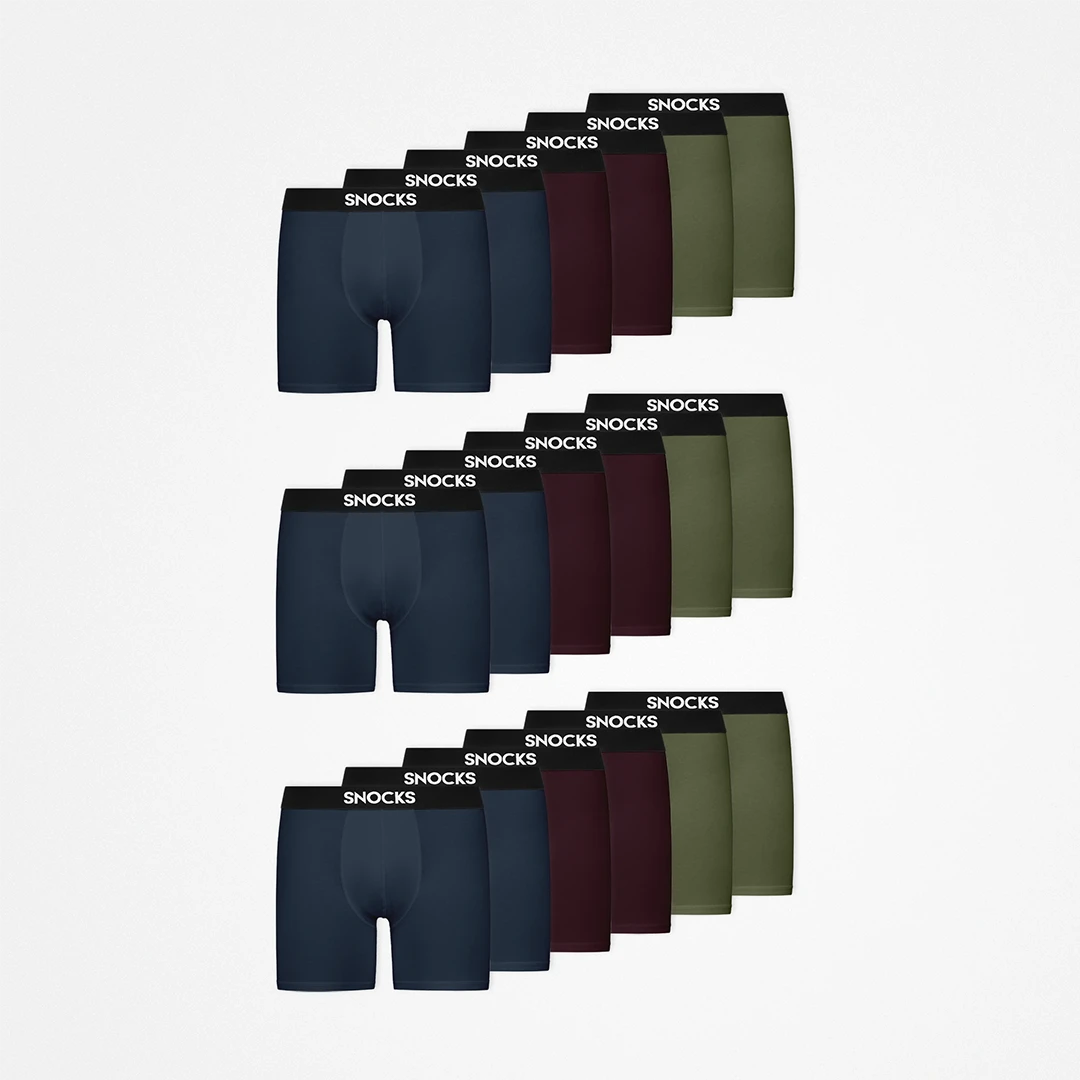 {"alt": "Lange Boxershorts - Unterhosen - Mix (Rot/Olive/Blau)", "quantity":"3"}