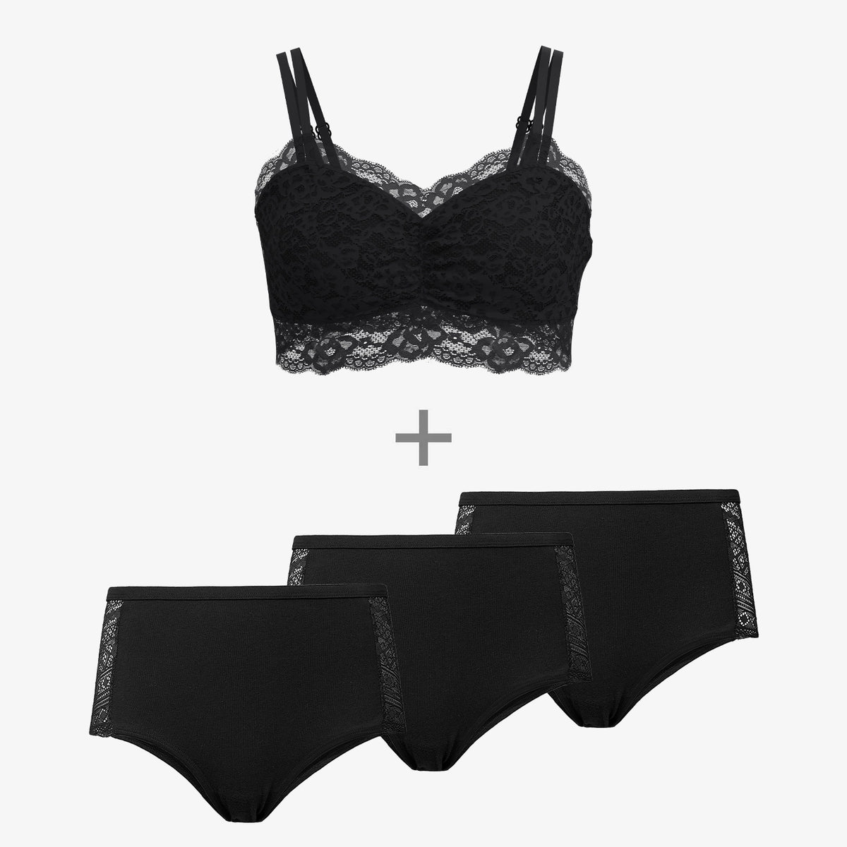 Confezione Accogliente e Carina Taglie Forti - Pizzo - Reggiseno Taglie Forti - Hipster Vita Alta con Pizzo