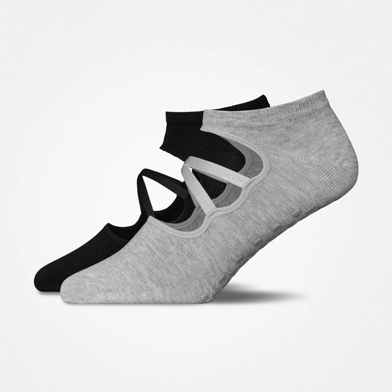 Chaussettes de Pilates avec brides - Chaussettes - Mix (Noir/Gris)