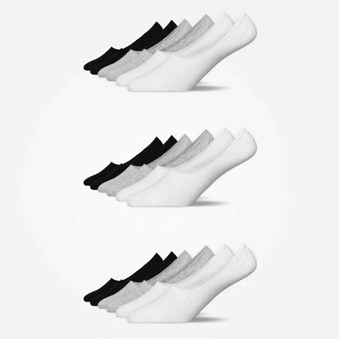 {"alt": "Mid Cut footies - Sokken - Mix (Zwart/Wit/Grijs)", "quantity":"3"}
