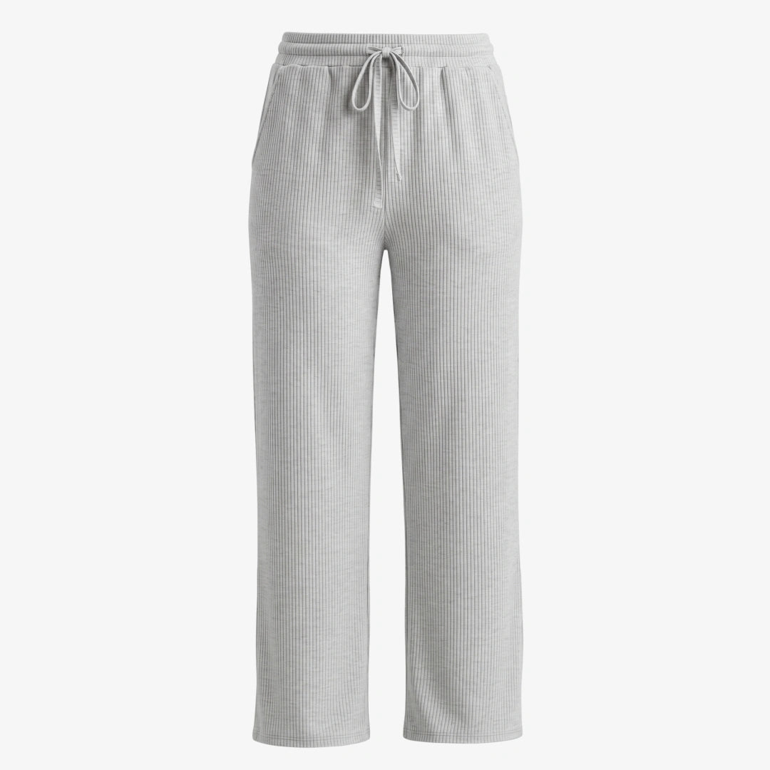 Loungehose Damen Rippstruktur - Hosen - Hellgrau Meliert