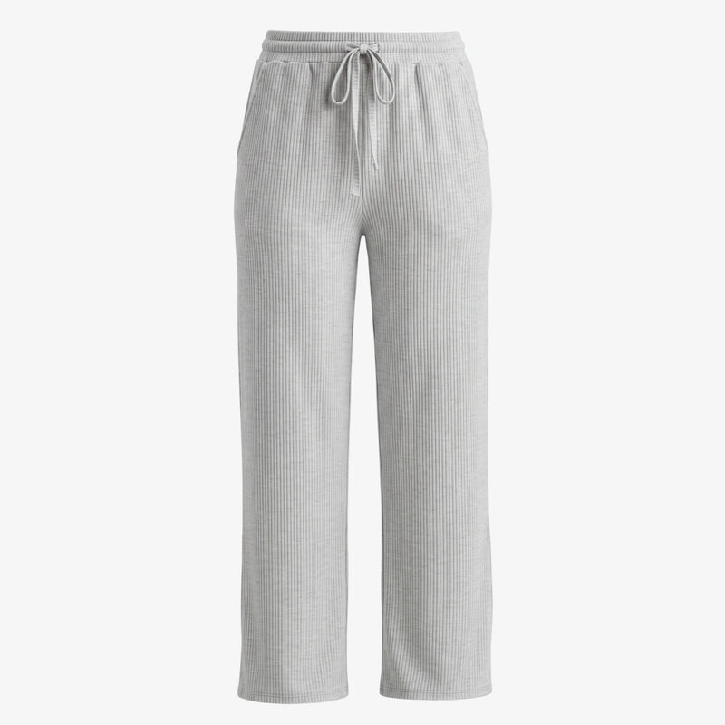 Loungehose Damen Rippstruktur - Hosen - Hellgrau Meliert