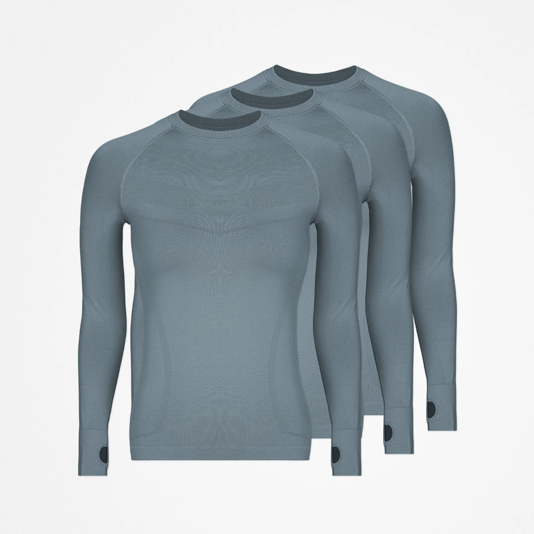 {"alt": "Maglia sportiva manica lunga donna - Top - Blu tortora", "quantity":"3"}