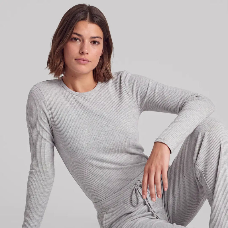 Langarmshirt Damen Rippstruktur - Oberteile -