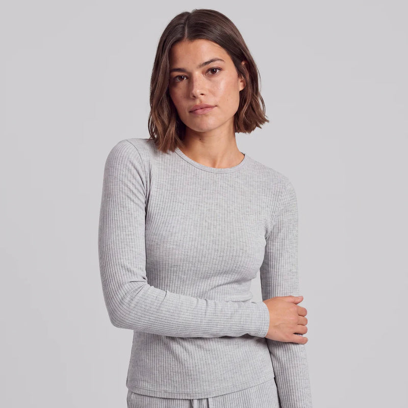 Langarmshirt Damen Rippstruktur - Oberteile -