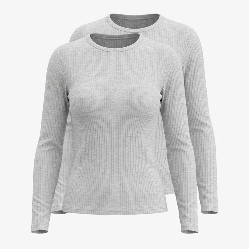 {"alt": "Langarmshirt Damen Rippstruktur - Oberteile - Hellgrau Meliert", "quantity":"2"}