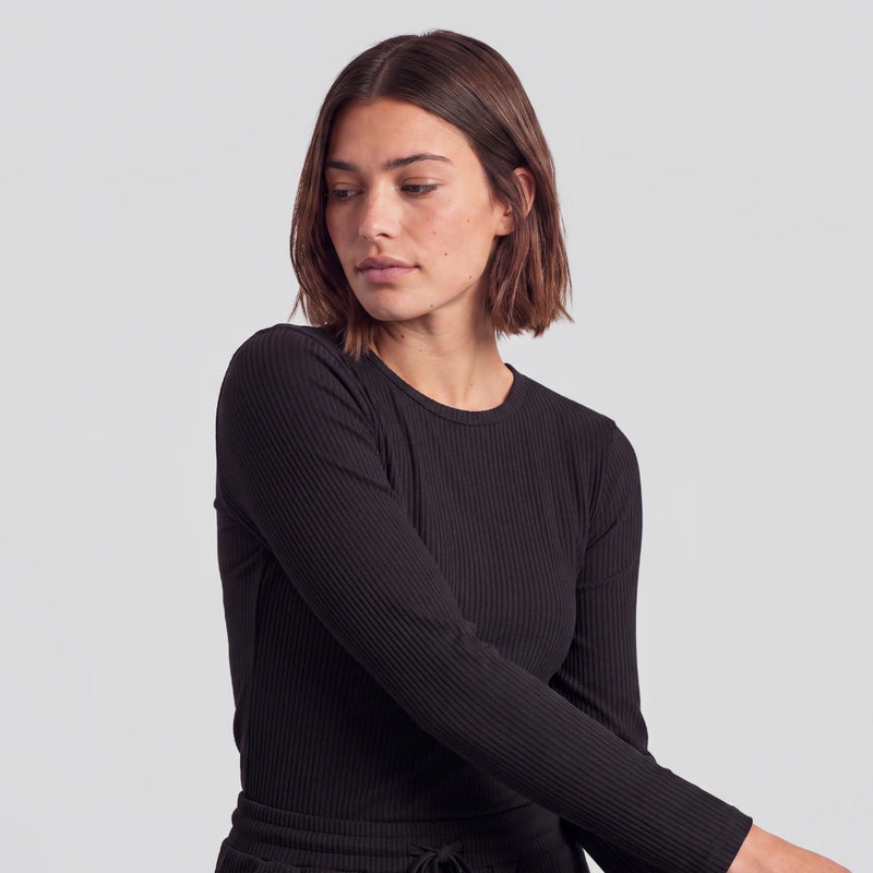 Langarmshirt Damen Rippstruktur - Oberteile -