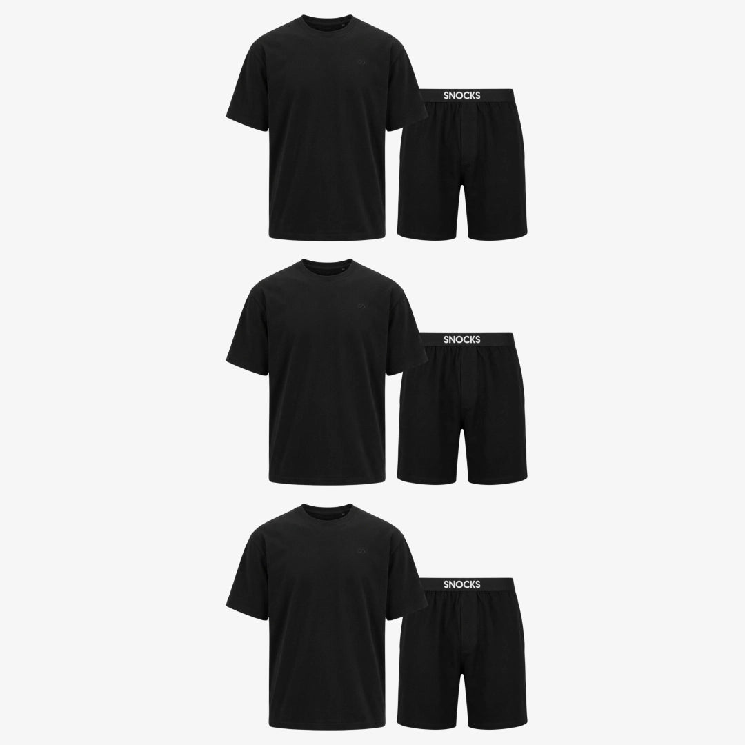 {"alt": "Schlafanzug Set Herren kurz - Kleidung - Schwarz", "quantity":"3"}