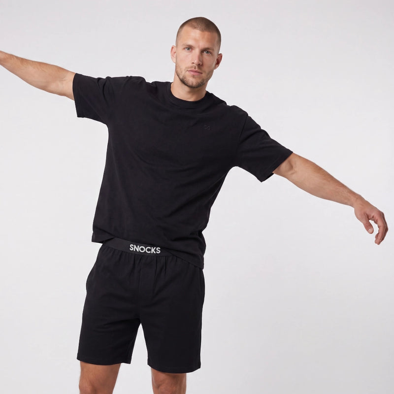 Schlafanzug Set Herren kurz | Schwarz