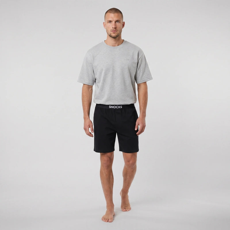 Heren korte pyjama set | Mix (Zwart/Lichtgrijs gemêleerd)