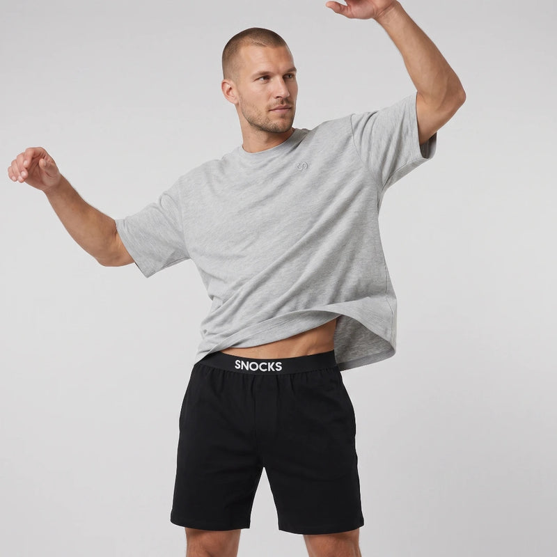 Heren korte pyjama set | Mix (Zwart/Lichtgrijs gemêleerd)