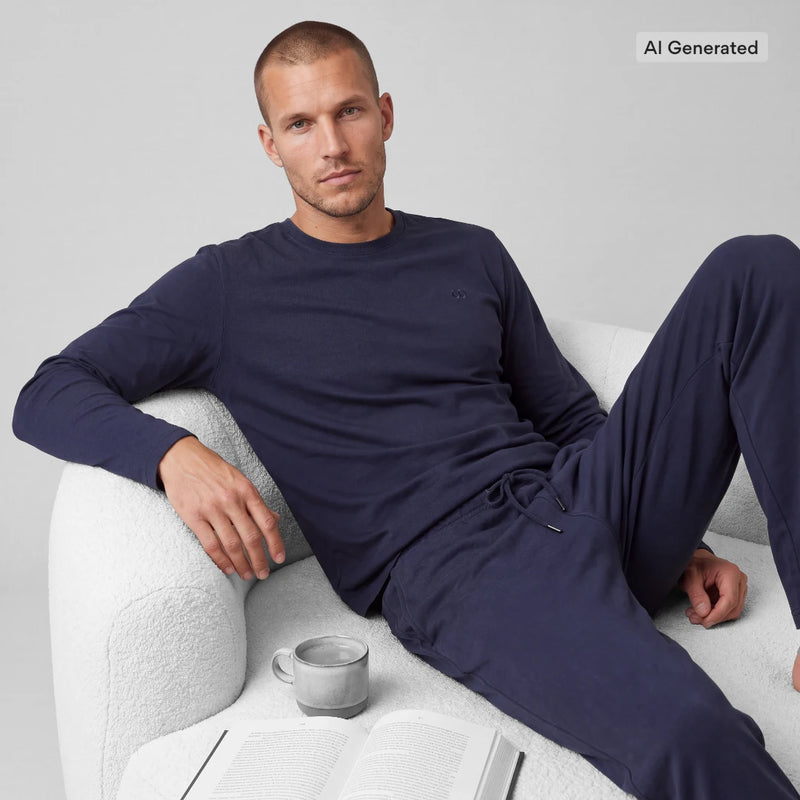 Schlafanzug Set Herren lang - Kleidung -