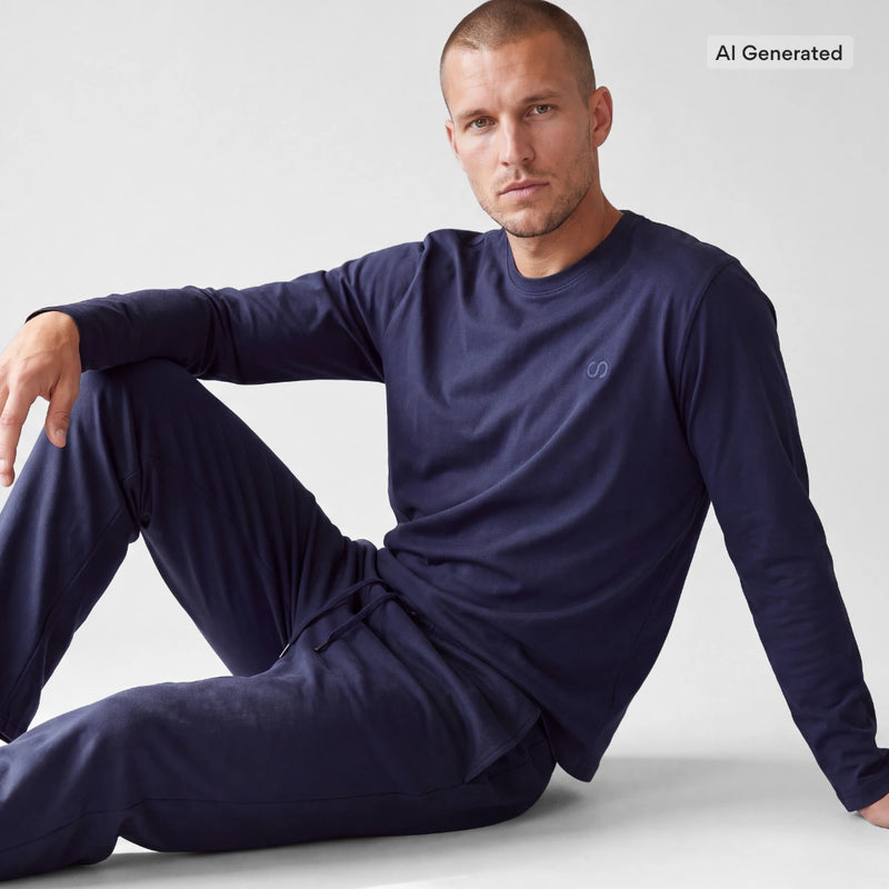 Schlafanzug Set Herren lang - Kleidung -