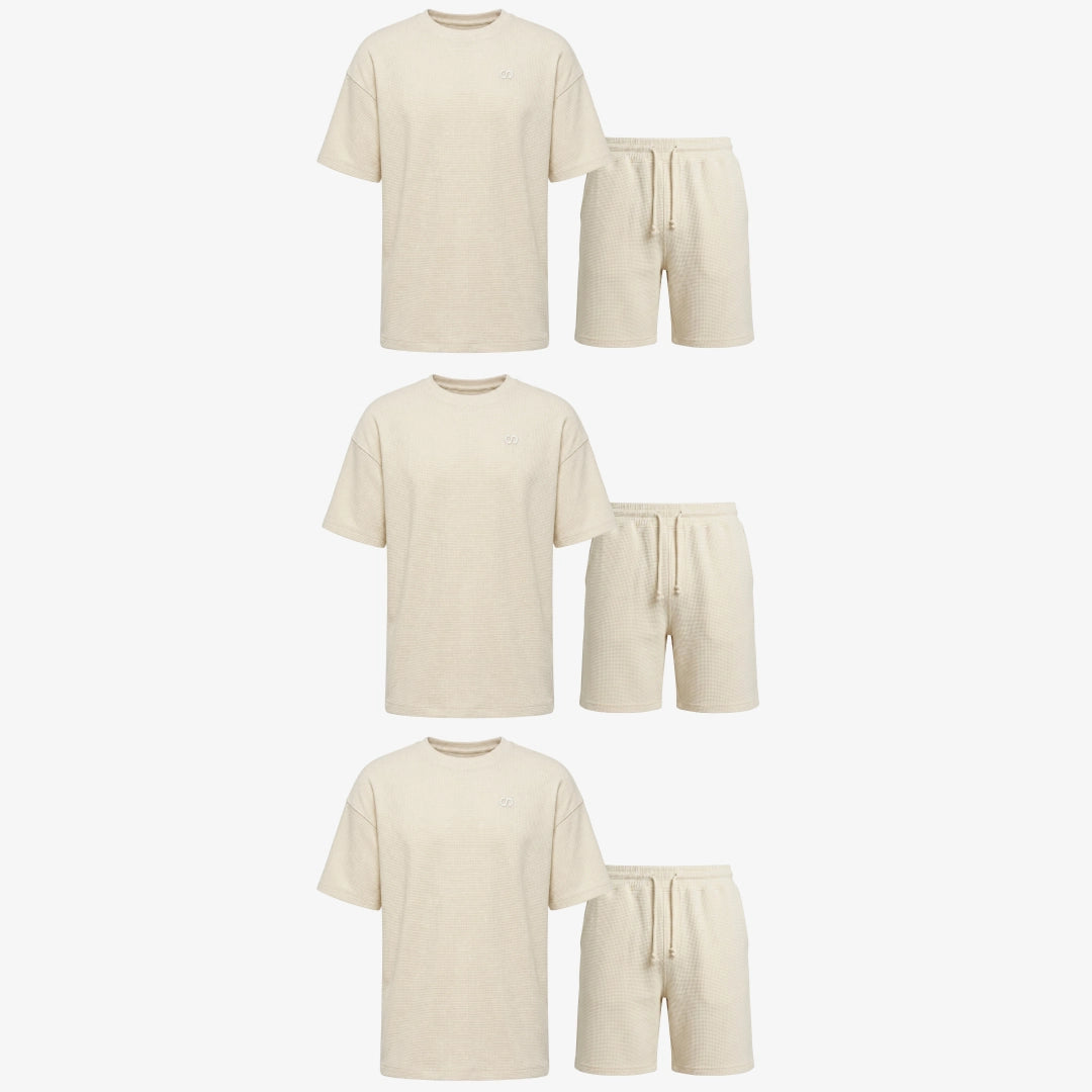 {"alt": "Schlafanzug Set Waffle Herren kurz - Kleidung - Beige", "quantity":"3"}