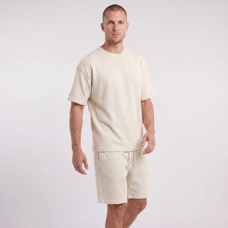 Schlafanzug Set Waffle Herren kurz - Kleidung -