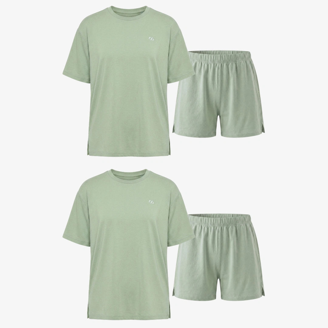 {"alt": "Schlafanzug Set Damen kurz - Kleidung -Salbeigrün", "quantity":"2"}