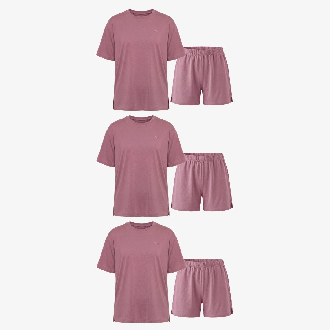 {"alt": "Schlafanzug Set Damen kurz - Kleidung -Dusky Mauve", "quantity":"3"}