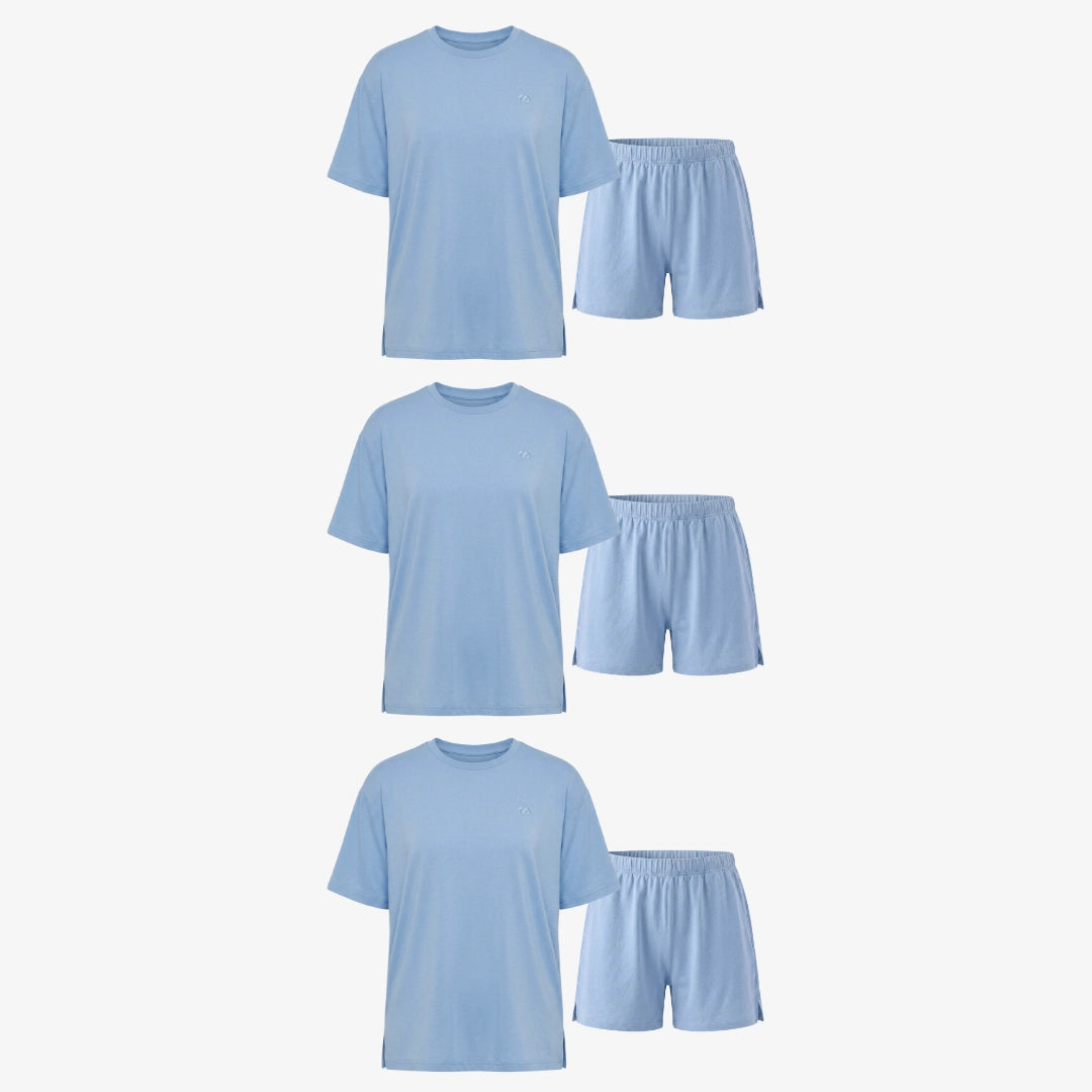 {"alt": "Schlafanzug Set Damen kurz - Kleidung -Hellblau", "quantity":"3"}