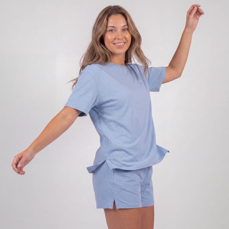 Schlafanzug Set Damen kurz - Kleidung -Hellblau