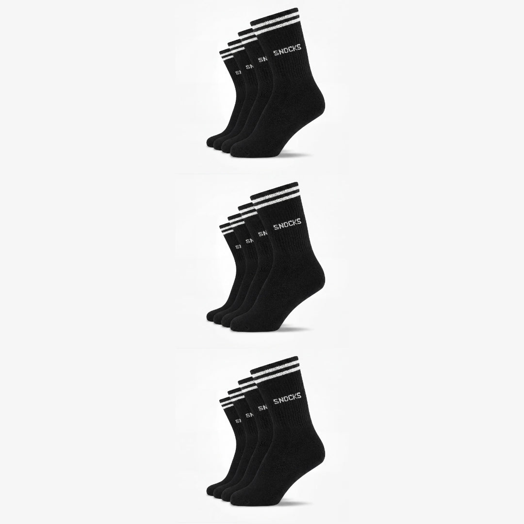 {"alt": "Hohe Sportsocken mit Streifen Kinder - Socken - Schwarz", "quantity":"3"}