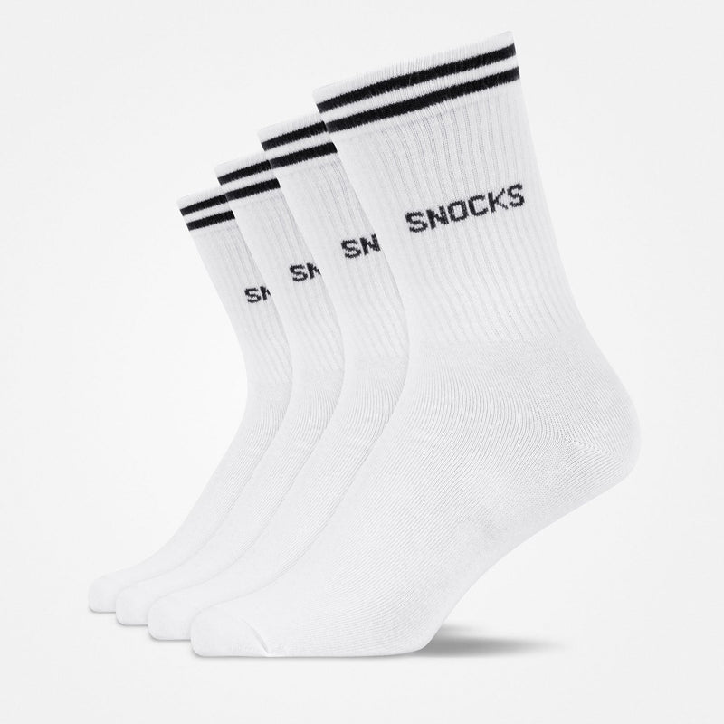 {"alt": "Hohe Sportsocken mit Streifen - Socken - Weiß", "quantity":"1"}