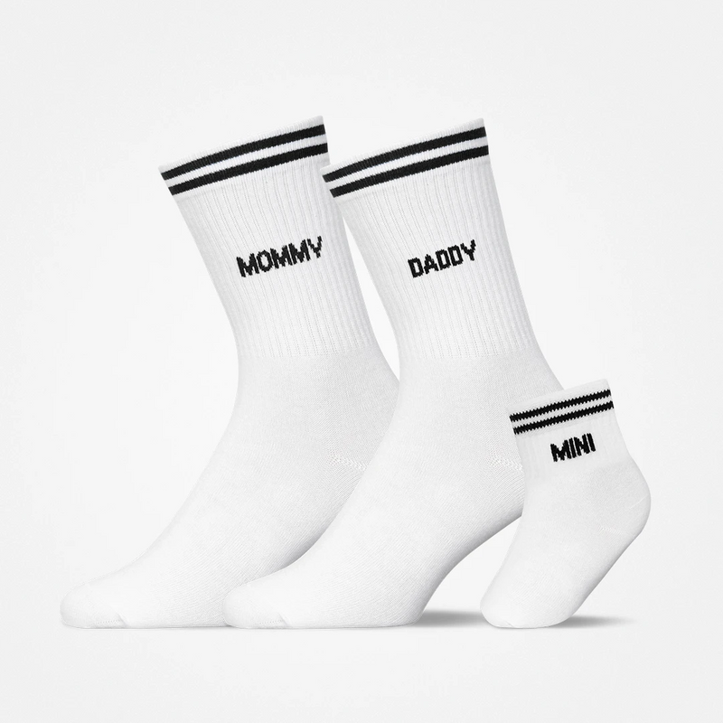 Calzini familiari "Mamma, Papà, Mini" | Bianco