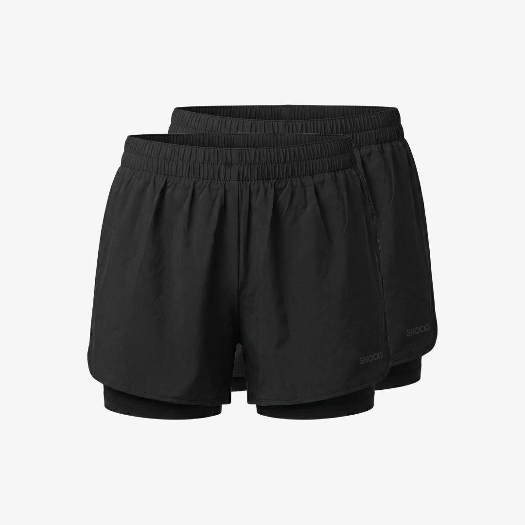 {"alt": "2 in 1 Sport Shorts Damen - Hosen -Schwarz", "quantity":"2"}