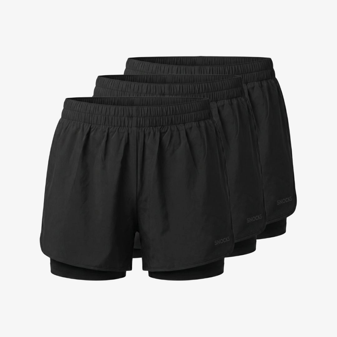 {"alt": "2 in 1 Sport Shorts Damen - Hosen -Schwarz", "quantity":"3"}