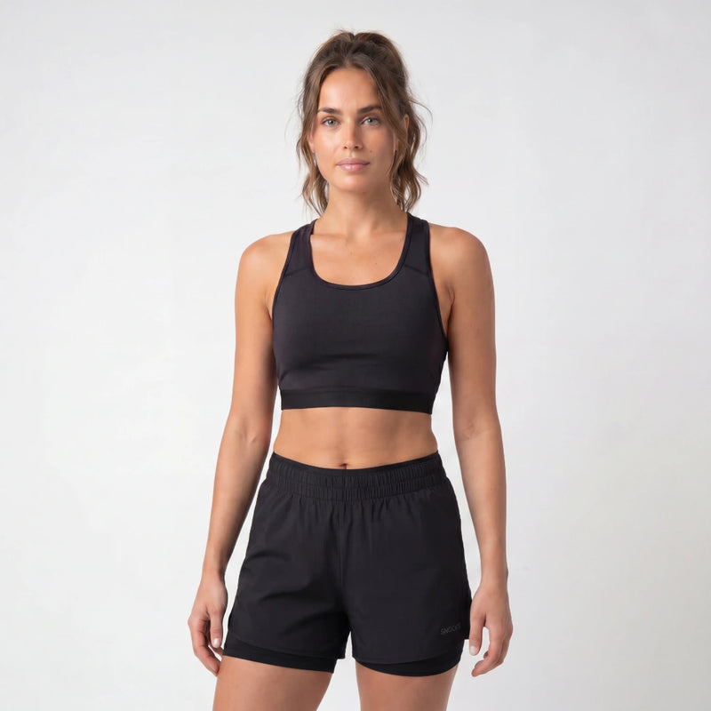 Shorts de sport 2 en 1 pour femmes | Noir