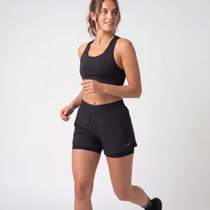 Shorts de sport 2 en 1 pour femmes | Noir