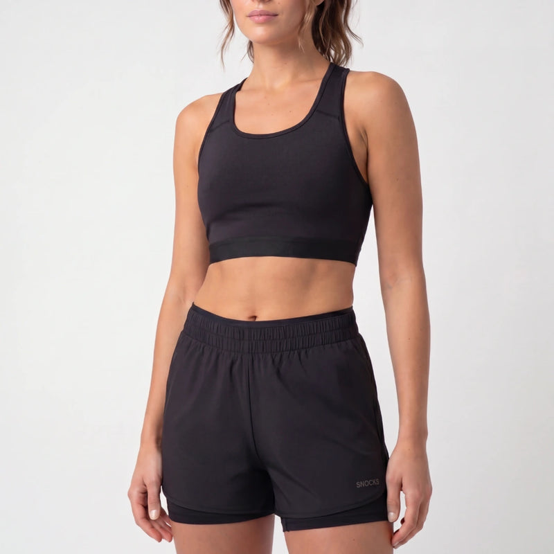 Shorts de sport 2 en 1 pour femmes | Noir
