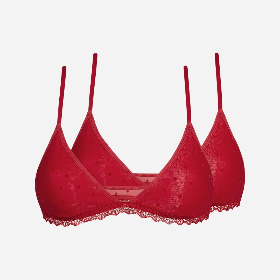 {"alt": "Reggiseno a triangolo con motivo a cuoricini - Top - Rosso ciliegia", "quantity":"2"}