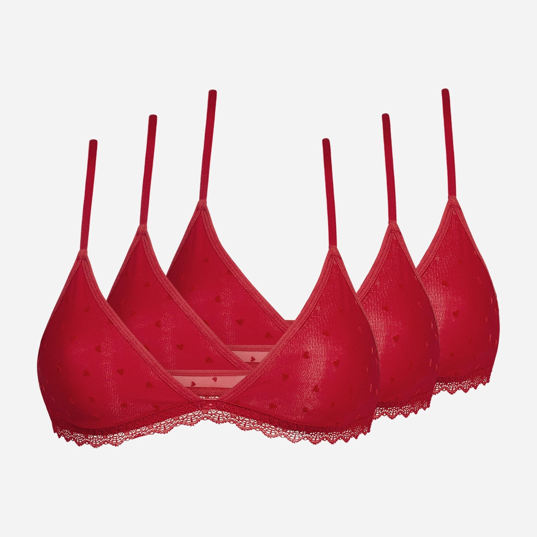 {"alt": "Reggiseno a triangolo con motivo a cuoricini - Top - Rosso ciliegia", "quantity":"3"}