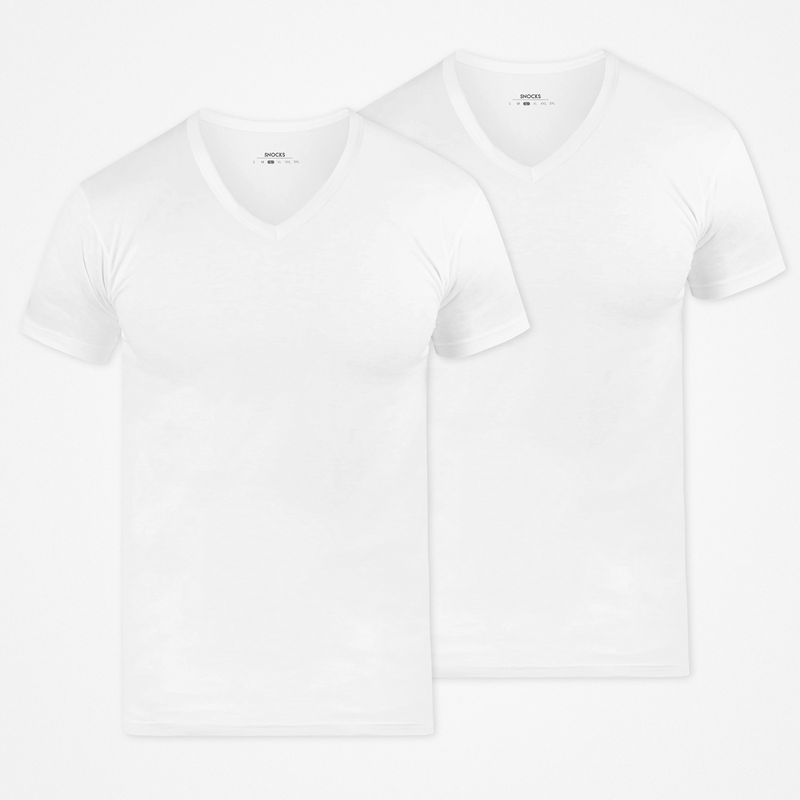 T-shirt col en V - Hauts - Blanc