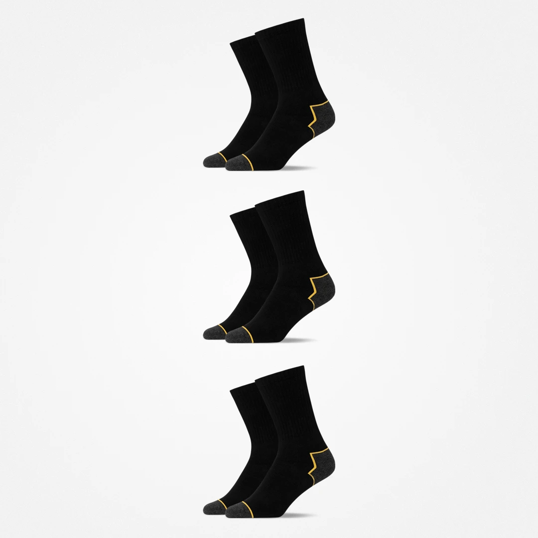 {"alt": "Chaussettes de travail - Chaussettes - Noir/Accents jaunes", "quantity":"3"}
