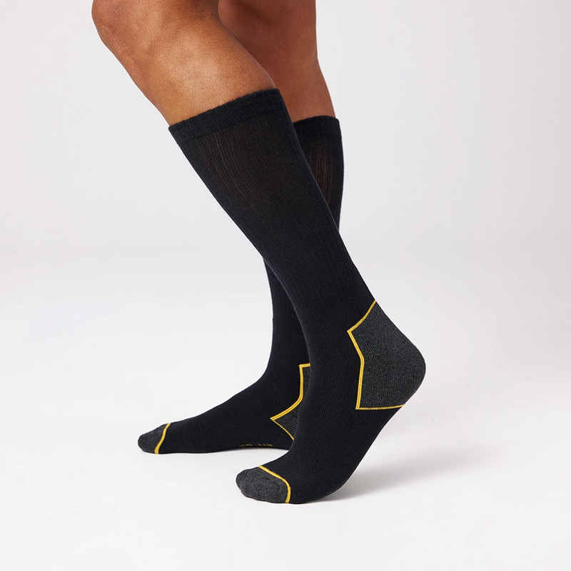Chaussettes de travail haut de gamme | Noir/accents jaunes
