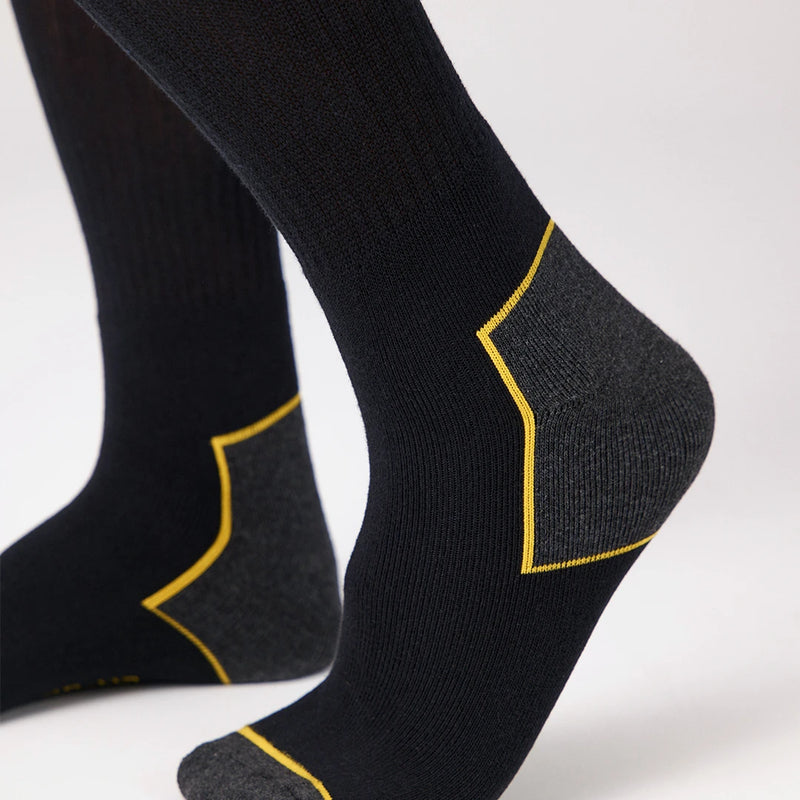 Chaussettes de travail haut de gamme | Noir/accents jaunes