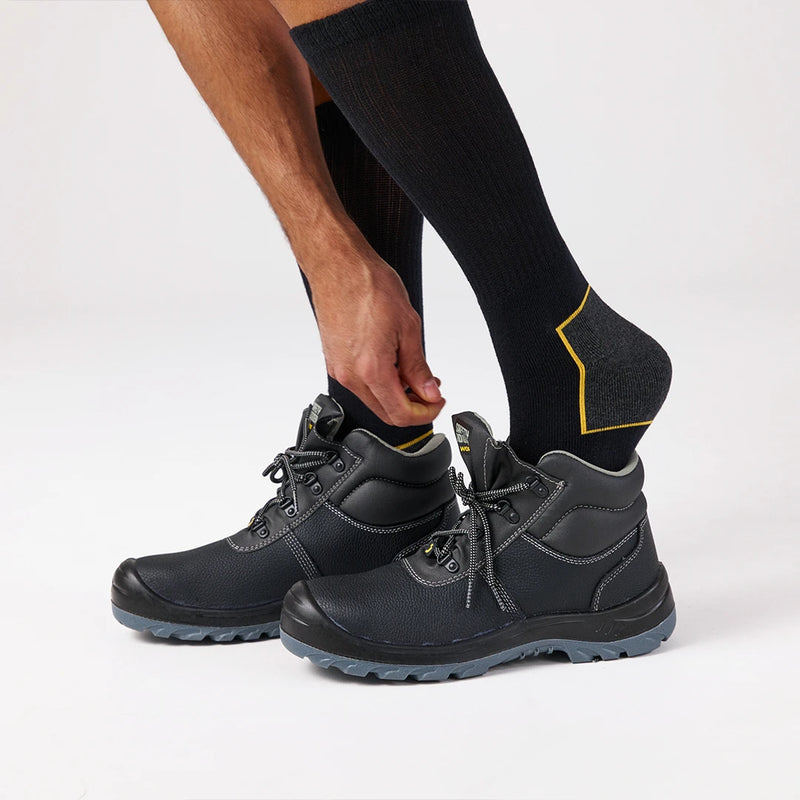 Chaussettes de travail haut de gamme | Noir/accents jaunes