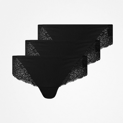 Braziliaanse slips met kant - Ondergoed - Zwart (Lace)