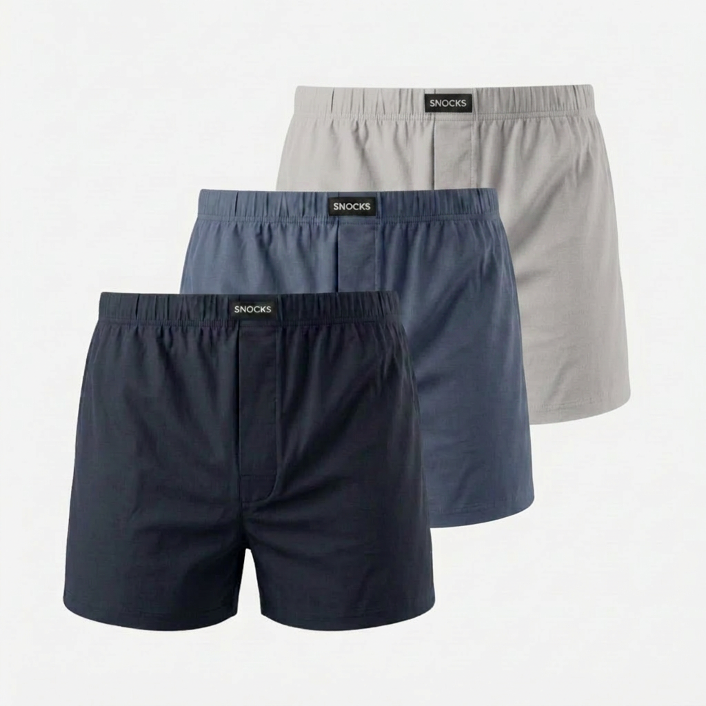 American Boxershorts Jersey - Unterhosen - Mix (Dunkelblau/Blau/Hellgrau)
