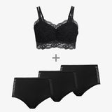 Confezione Accogliente e Carina Taglie Forti - Pizzo - Reggiseno Taglie Forti - Hipster Vita Alta con Pizzo