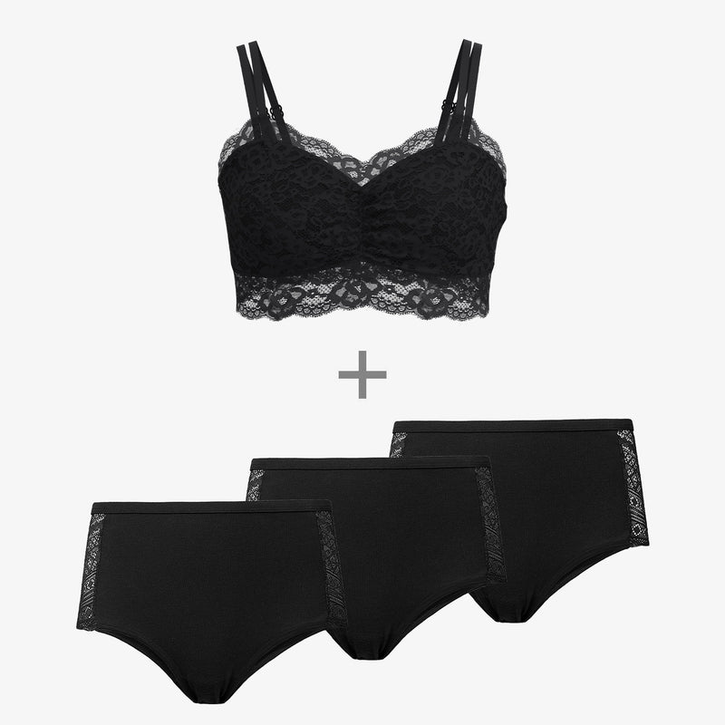 Confezione Accogliente e Carina Taglie Forti - Pizzo - Reggiseno Taglie Forti - Hipster Vita Alta con Pizzo