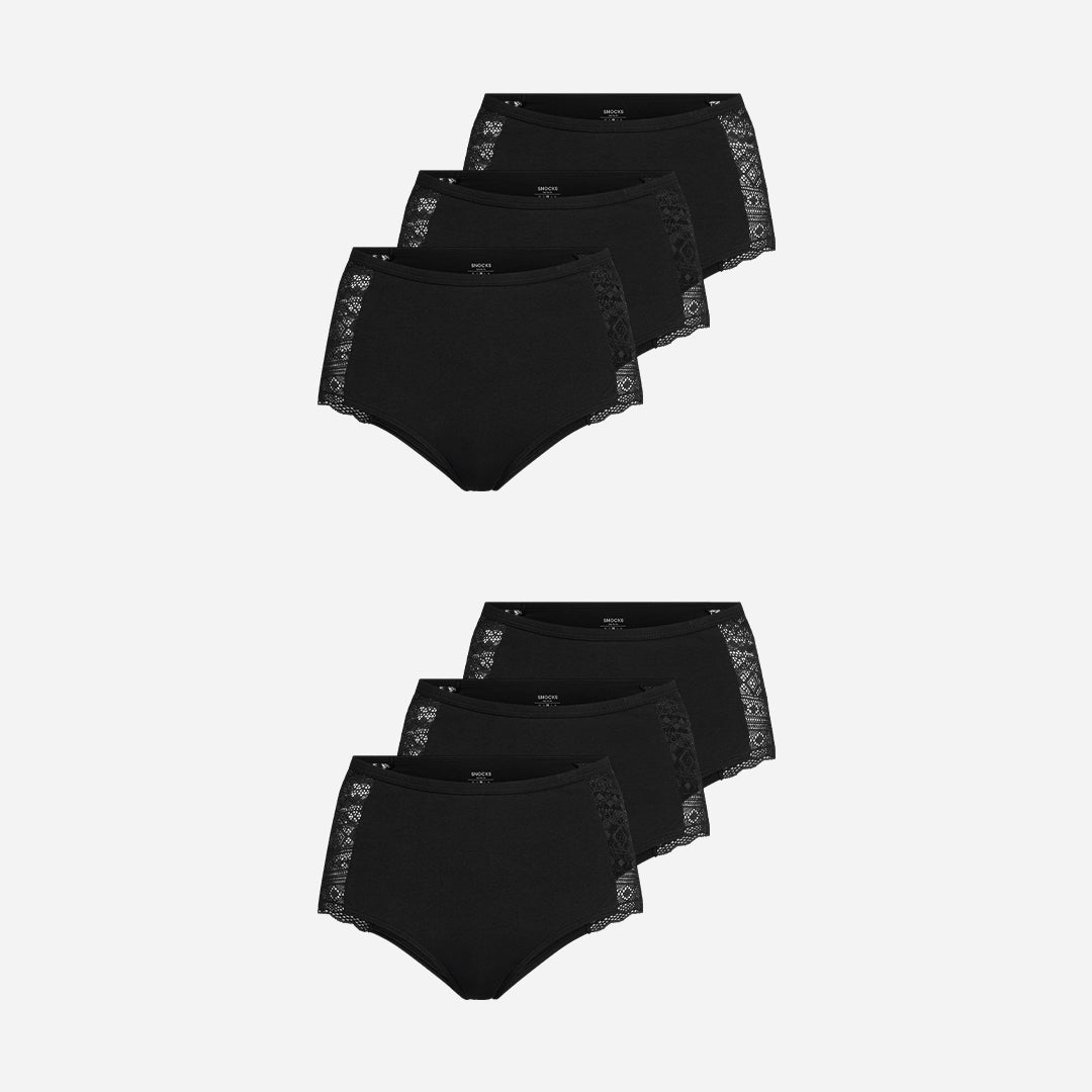 {"alt": "High Waist Hipster Panties mit Spitze - Unterhosen - Schwarz", "quantity":"2"}