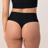 Microfiber High Waist Seamless Tanga | Schwarz