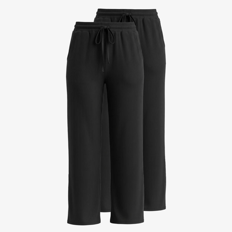 Pantalon lounge pour femmes en maille côtelée | Noir