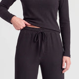 Pantalon lounge pour femmes en maille côtelée | Noir