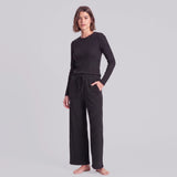 Pantalon lounge pour femmes en maille côtelée | Noir