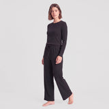Pantalon lounge pour femmes en maille côtelée | Noir