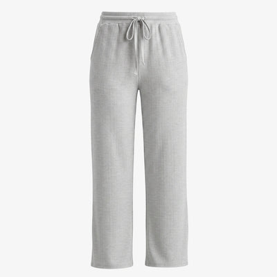 Loungehose Damen Rippstruktur - Hosen - Hellgrau Meliert
