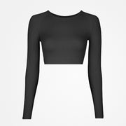 Maglia sportiva a costine manica lunga donna - Top - Nero